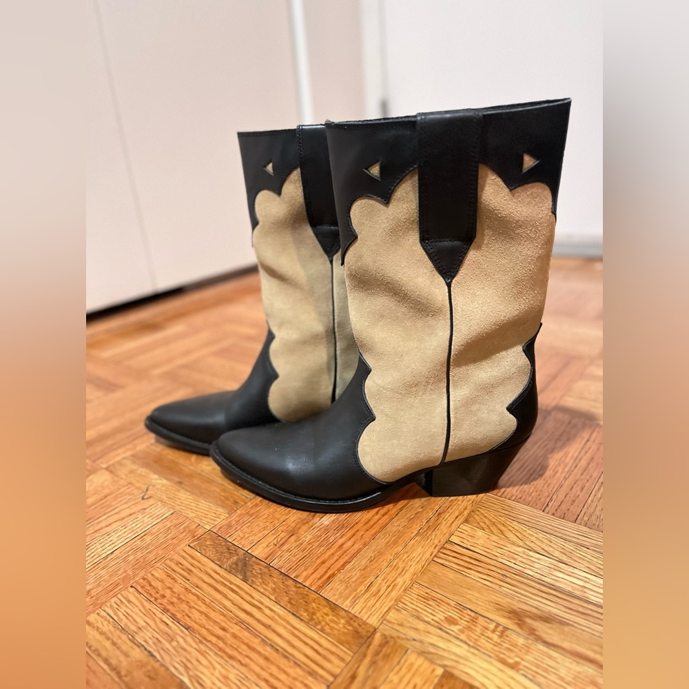 Western contemporary Leather Boots Size 38